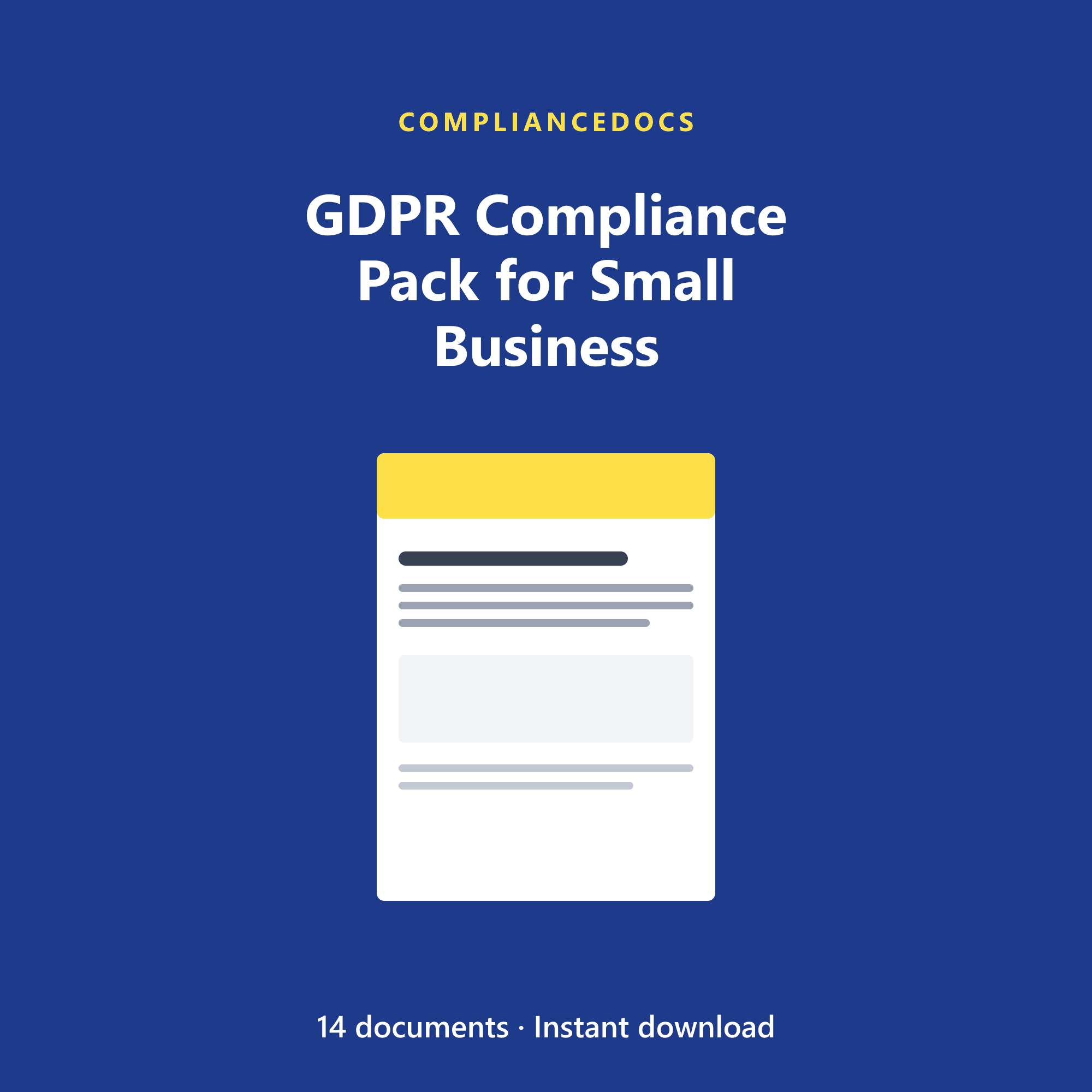 GDPR Compliance Pack for Small Business — 14 editable EU GDPR document templates in Word and Excel