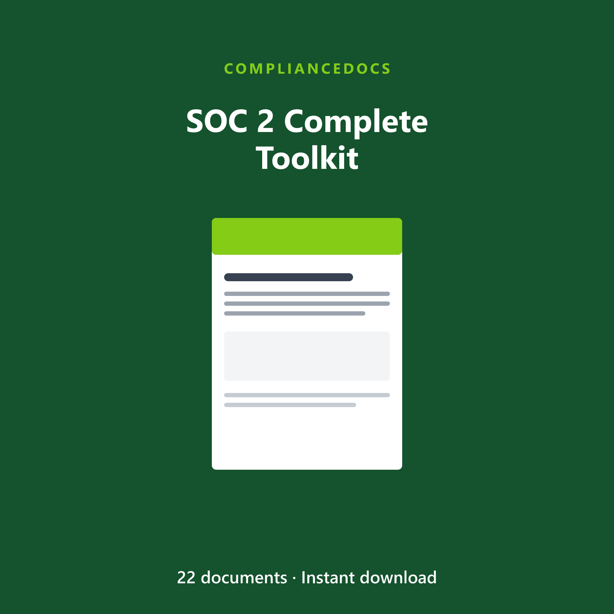 SOC 2 Complete Toolkit — 22 editable SOC 2 Trust Services Criteria document templates in Word and Excel